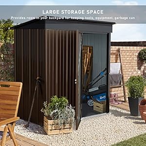 LEMBERI 5x3 FT Outdoor Storage Shed with Floor,Tool Garden Metal Sheds with Lockable Door,Outside Waterproof Galvanized Steel Storage House for Backyard Garden, Patio, Lawn Brown LEMBERI 5×3 FT Outdoor Storage Shed with FloorTool Garden Metal Sheds with Lockable DoorOutside Waterproof Galvanized Steel Storage House for Backyard Garden Patio Lawn Brown