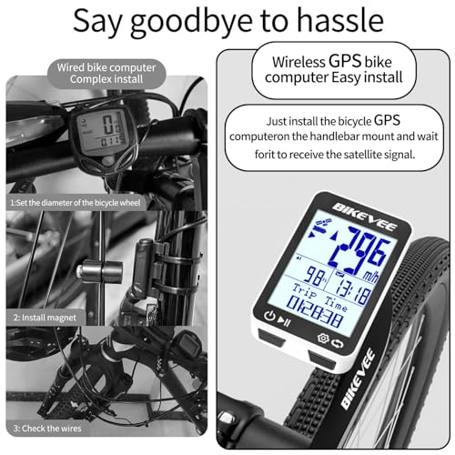 Image of GPS Bike Computer Wireless Bicycle Speedometer Odometer 9 Languages Auto Backlight Auto Start Stop IPX7 Waterproof 2.4 Inch LCD Supports MPH KMH