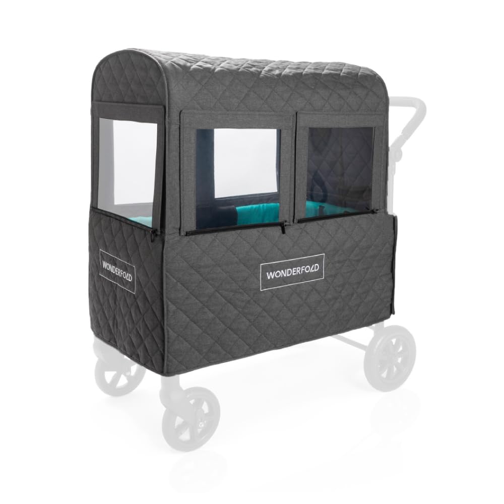 WONDERFOLD Cold Weather Shield Stroller Cover for Winter Made of Premium Breathable Cationic Fabric Filled with Cotton for Warmth, Hook-and-Loop Window Openings (Fits Only W1 OG)