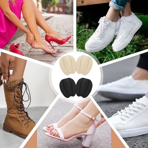 Image of Adullpony Non-Slip Tongue Pads - Shoe Fillers for Too Big Shoes Women & Men - 4 Pairs Heel Grips Inserts for Boots, High Heels, Sneakers