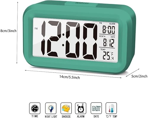 Miniatura 2 de KAIJIELY Reloj despertador de viaje, reloj digital con pantalla LED grande, reloj LED para dormitorio, reloj digital con pantalla de temperatura,