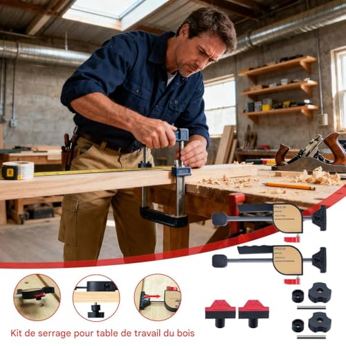 Outils de menuiserie ajustables à prise fixe rapide pour établi - 3