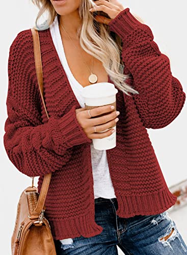 Image of Dokotoo Womens Open Front Long Sleeve Chunky Knit Cardigan Sweaters Loose Outwear Coat
