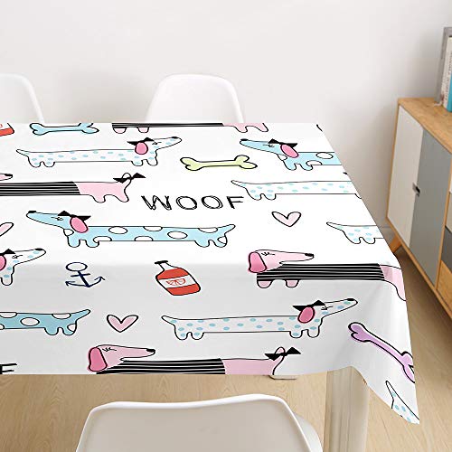 Nappe rectangulaire teckel 140x160cm rose imperméable - 4