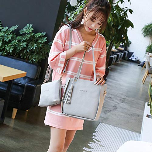 Conjunto de 4 peças/conjunto elegante de bolsas femininas com estampa de Litchi simples de cor sólid