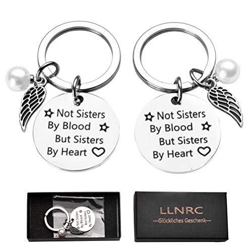 Preisvergleich Produktbild Beste Freundin Geschenke,2er Schwester Schlüsselanhänger Schmuck mit Geschenkbox,Nicht Schwestern von Blut,sondern Schwestern von Herzen Anhänger Geburtstag für Freundschaft Geschenk Schlüsselanhänger