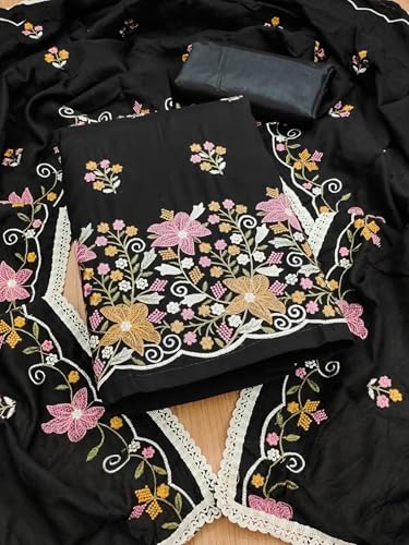 Image of Pandadi Saree Women's Cotton Embroidery Unstitched Salwar Suit Dress Material
