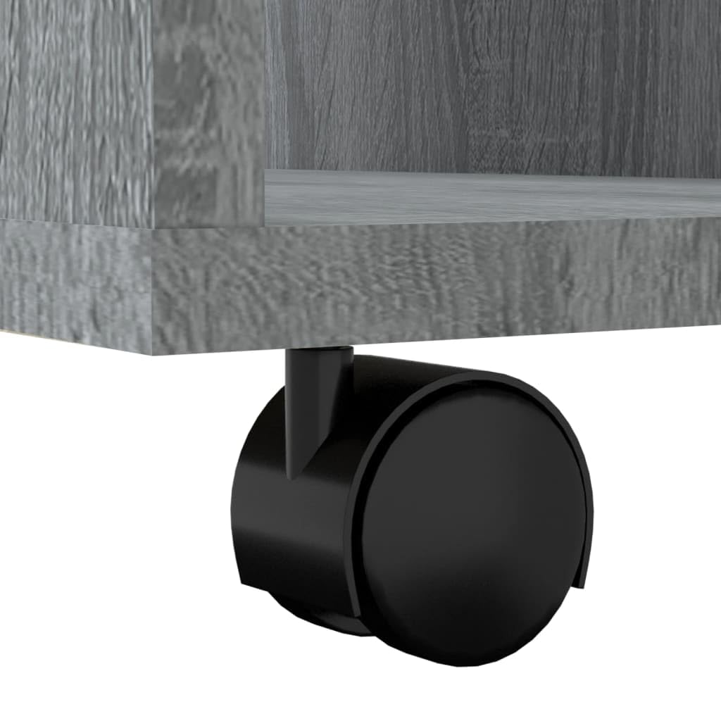 Rollschrank Grau Sonoma 60x35x75 cm, Mobiler Rollcontainer aus Holzwerkstoff, Büroschrank mit 4 Rollen für Drucker und Unterlagen, Flexibler Beistellschrank für das Home Office