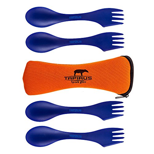 Tapirus 4 Blue Spork to Go Set - Durable and BPA Free Tritan