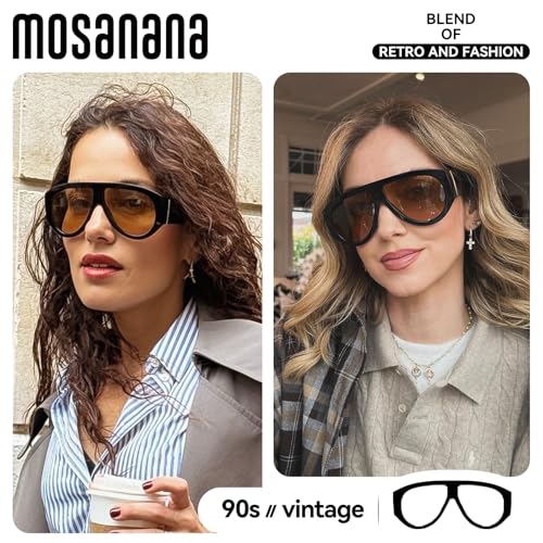 mosanana Retro Oversized Aviator Sunglasses for Women Men Chunky Stylish Style MS524743