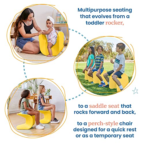 Image of ECR4Kids Wave Seat Perch Stool, 14in - 15.1in Seat Height, Flexible Seating, Yellow, 2-Pack