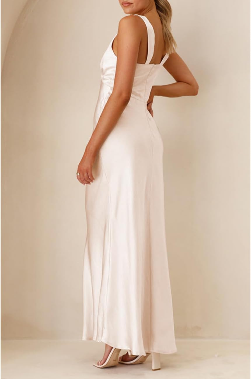 Satin V Neck Maxi Dress - Image 2