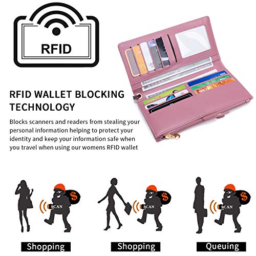 Image of myfriday Touch Screen RFID Phone Crossbody Purse with 2 Straps for Women | Clear phone window, RFID card space, 11 slots and zip pockets support quick calls, errands, theme parks and travel