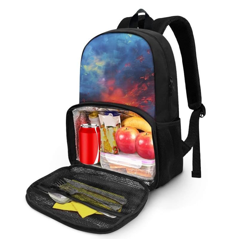 Sunrise SeaScape Oil Painting Backpack and Lunch Bag Kids School Sunup Hand Drawing Bag Pack for Teens Students Boys Girls School Sport Travel2