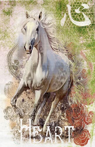 Zita´s Creative Papel de arroz A4 White Horse. Diseño de seda de paja, papel decoupage