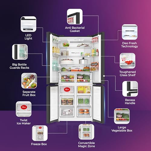 Image of Haier 520 L 3 Star Lumiere Frost Free Triple Inverter French Door Side by Side Refrigerator (HRB-600PW, Pearl White, Magic Convertible Zone, Vogue Colourful Steel, Deo Fresh Technology, 2026 Model)