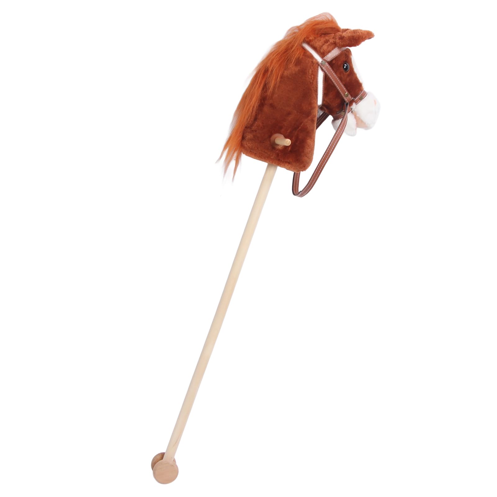 Cavallo Bastone, Cavallo Hobby in Peluche Cartone Animato con Ruote in Legno per Bambini Piccoli, Giocattolo da Cavalcare con Materiale Morbido e Design di Gioco Sicuro (caffè)