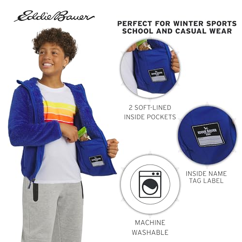 Image of Eddie Bauer Girls' Quest Plush High Pile Faux Sherpa Hooded Jacket