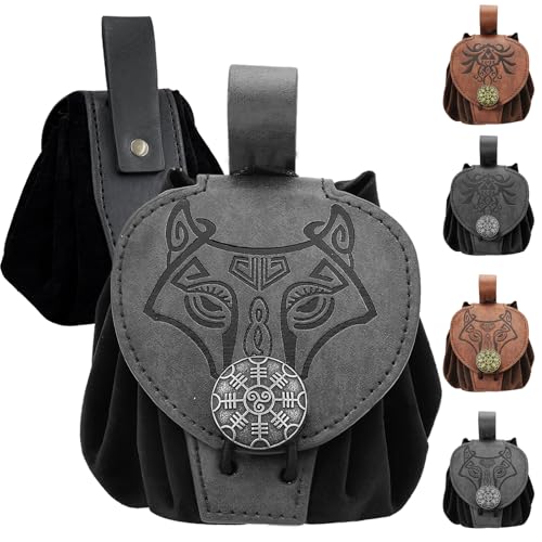 Ya en mundofriki.es: AUNGCSHE Riñonera medieval, accesorios vikingos para mujer, de piel sintética en relieve, estilo retro renacentista, Negro , A