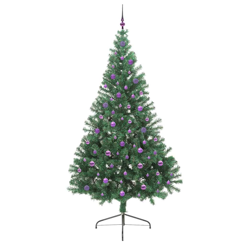 Sztuczna podświetlana choinka zielona, 240 cm PCW, z 300 diodami LED o barwie ciepłej bieli, stożkowa, do użytku wewnątrz i na zewnątrz