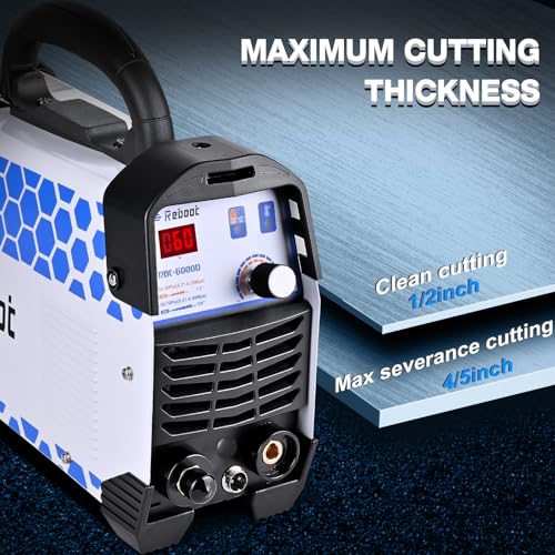 Reboot Plasma Cutter, 60 Amps Plasma Cutter Machine with 120V 240V Dual Voltage, Digital IGBT Inverter Power Plasma cutters 1/2 Inch Clean Cut New Upgrade RBC6000D