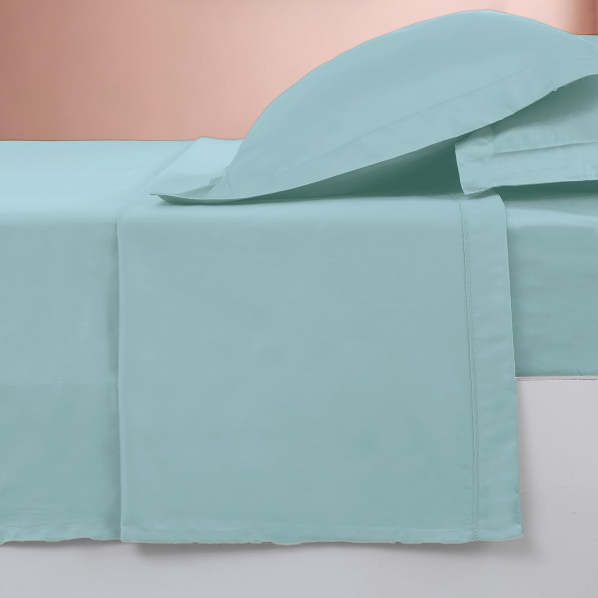 Destockage Noël : Sensei Maison - Drap Plat En Percale De Coton Soft Percale - 180x290 Cm - Petrol Pas Cher