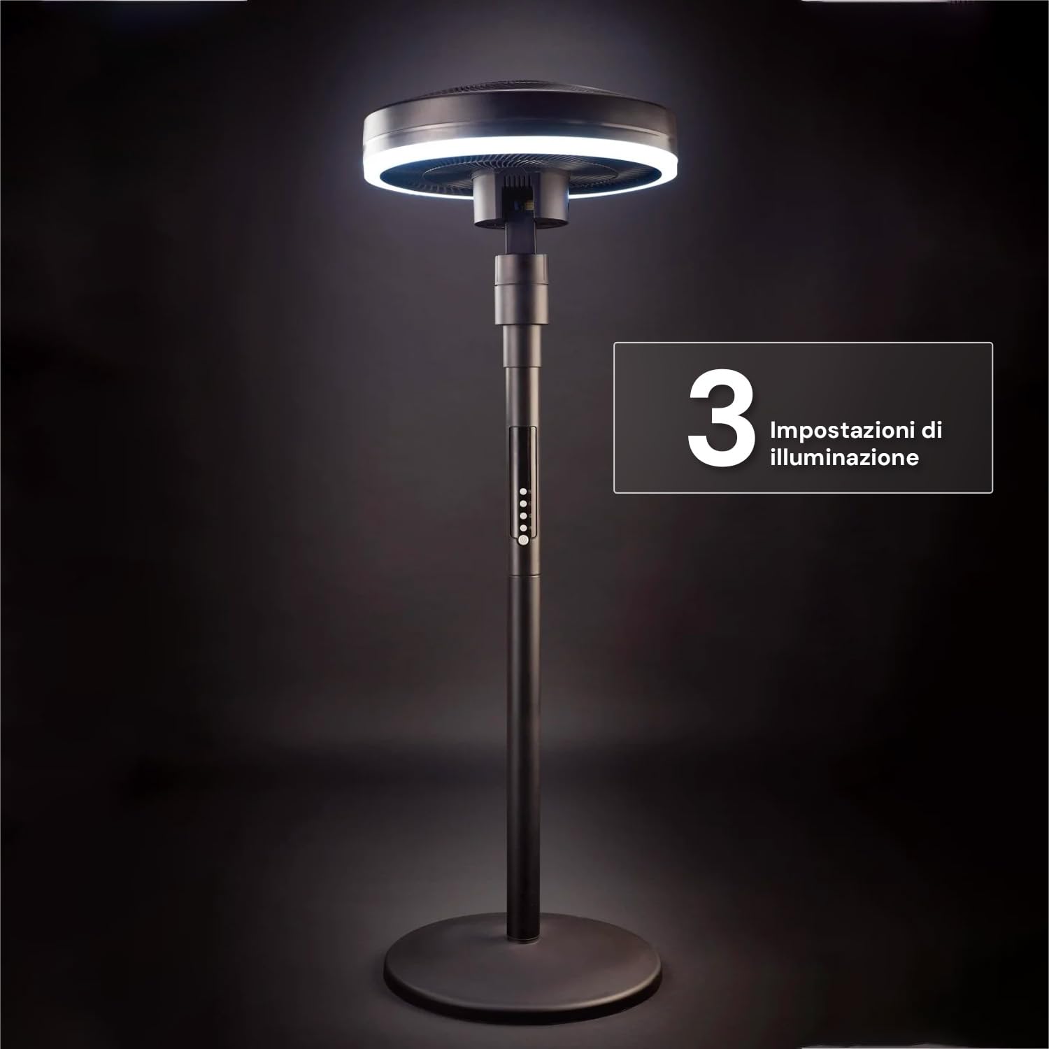 Wintem Wentylator kolumnowy NUUK z timerem, pilotem i diodami LED - nowoczesny design i mocny przepływ powietrza 4 prędkości, 70 W, czarny