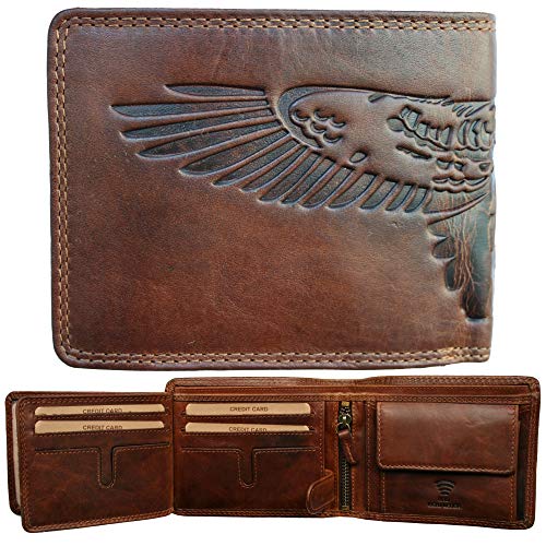 Preisvergleich Produktbild RFID Geldbörse Herren Geldbeutel Top Leder Qualität Querformat Hütmann Wings