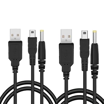 2Pack Replacement PSP Charger Cable, Power Cable for Sony PSP 1000 2000 3000 Series PSP-1001, 2001, 3001 Charging Cord 2-in-1