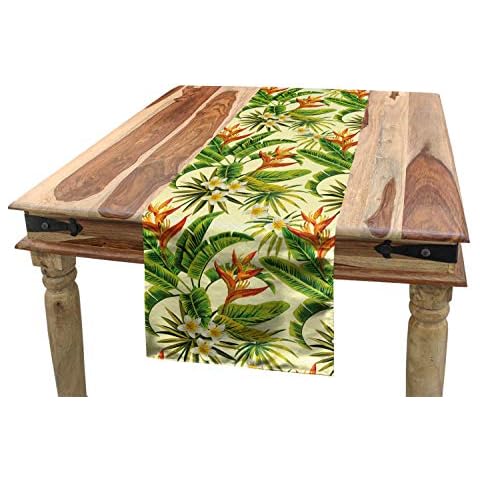 ABAKUHAUS Tropical Table Runner, Plumeria Blooms Cover