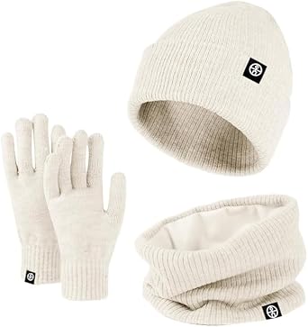BSLVWG Hat Scarf and Gloves Set, 3 in 1 Winter Thermal Hat Gloves Neck Warmer Set Cold Weather Accessories Sets