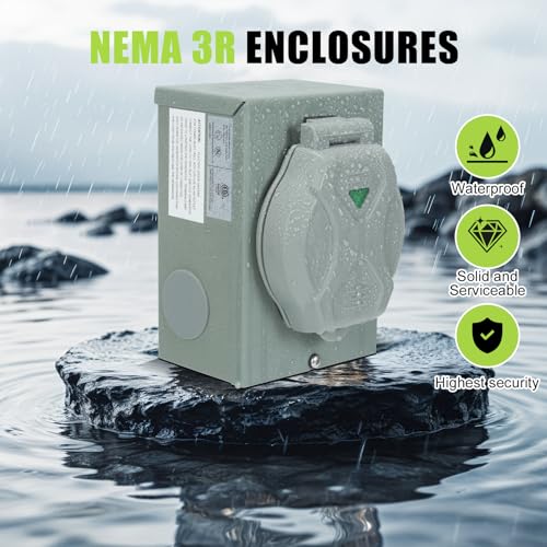 Generator Inlet Box 30 Amp Outdoor - NEMA L14-30P, 125/250V 7500W, Weatherproof Power Inlet Box with Pre-Drilled Holes