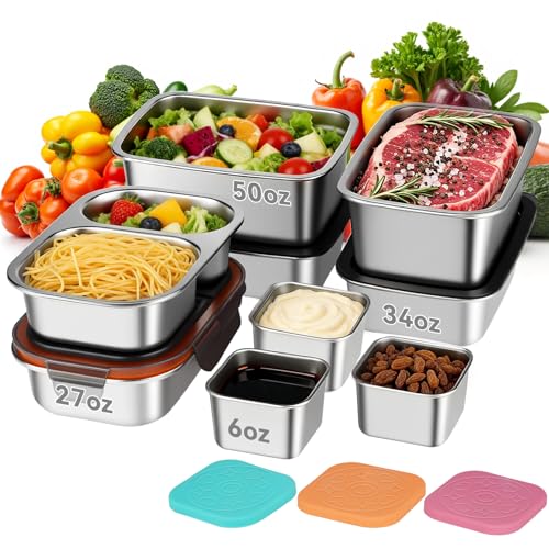 YUANYE 9 Pack Stainless Steel Food Storage Containers