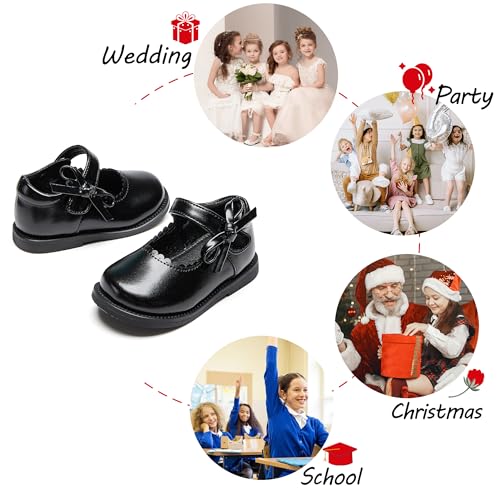 Image of PHIRAMIN Toddler Girl Mary Jane Student Oxford Shoes-Little Girl School Uniform Shoes for Wedding Party
