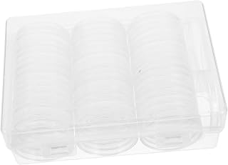 NUOBESTY 50pcs Small Coin Organizer Box 1.6 Inch Round Plastic Display Case for Collectibles with Precise Fit and Smooth Access Versatile Coin Collection Storage and Display