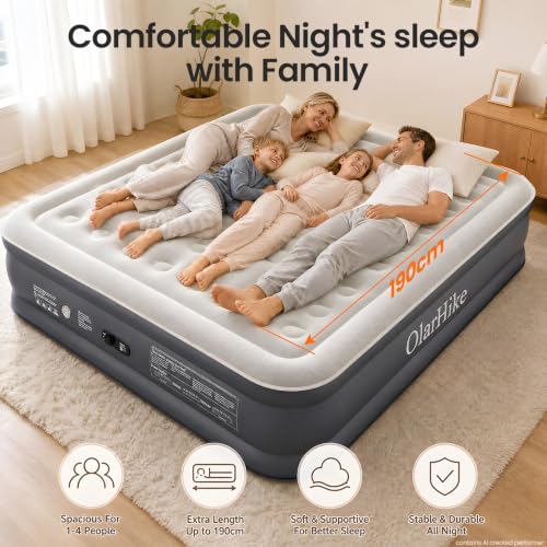 Image of OlarHike 20 inch H Cal King Air Mattress with Built in Pump,Family Size, 850lb