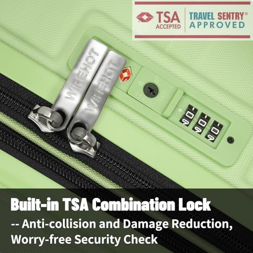 5-Piece Luggage Set, Lightweight ABS+PC Hard Shell Suitcase with YKK Zipper & TSA Lock for Family, Avocado Green, 14in/18in/20in/24in/28in4