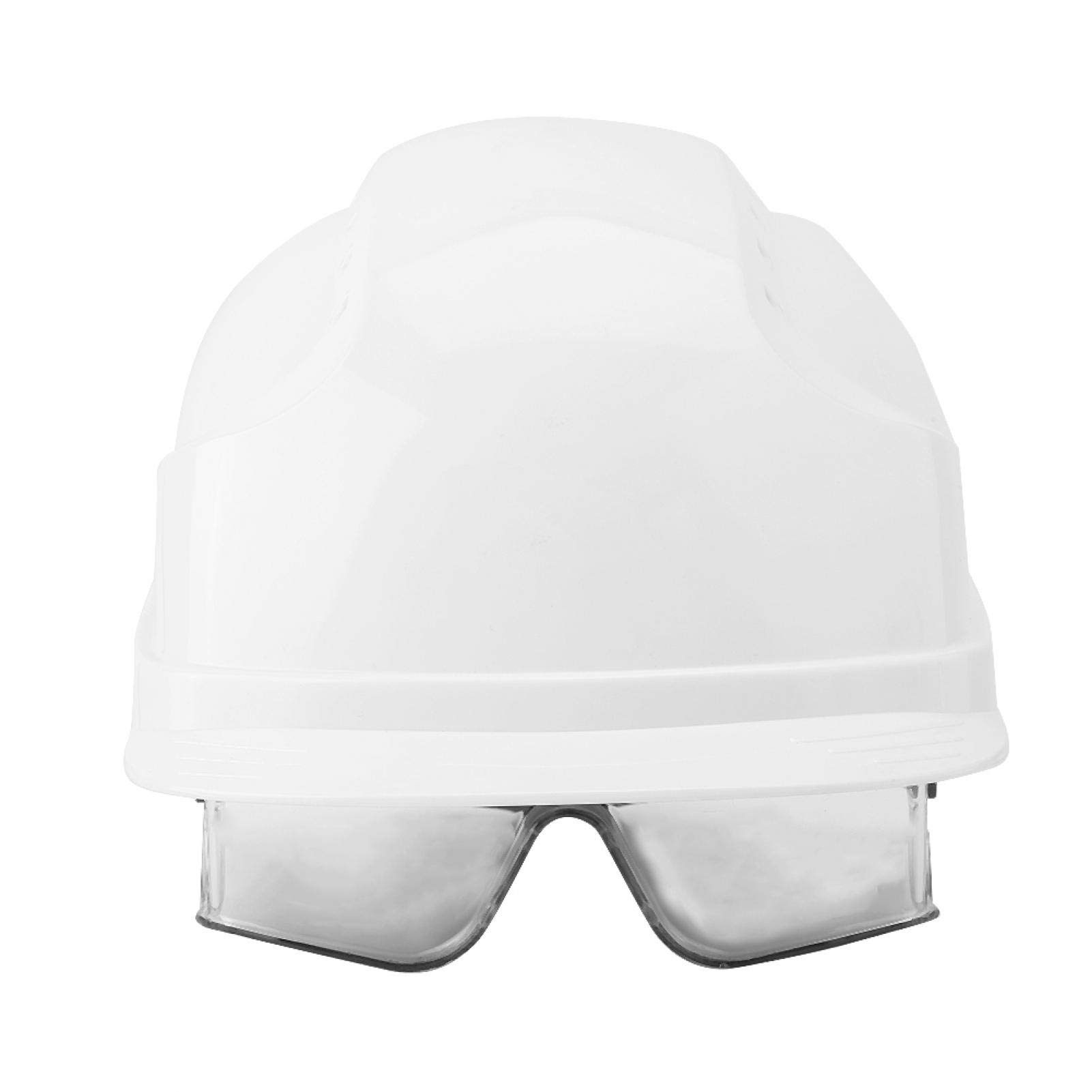 Sonew Casco di sicurezza, casco visiera, occhiali protettivi integrati per hardhat(bianca)