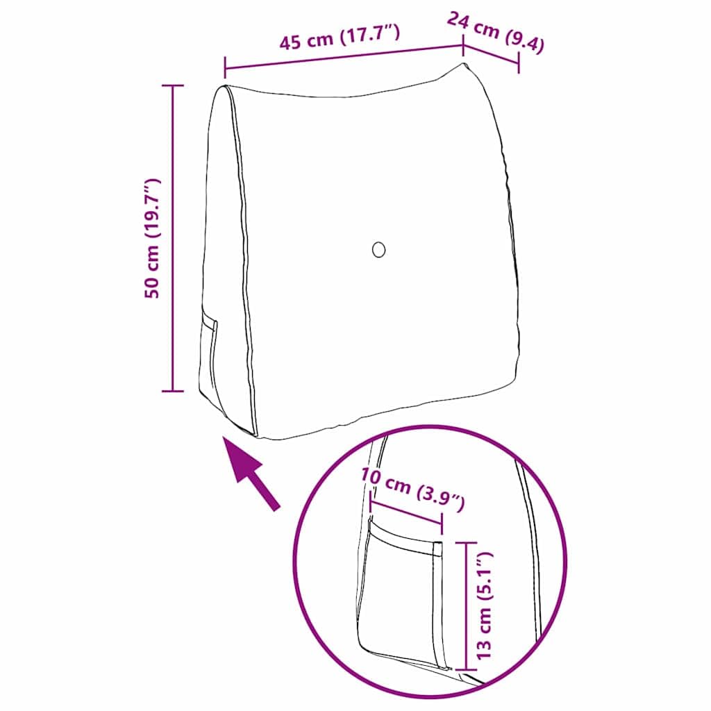 Cojín lumbar de tela roja 45 x 24 x 50 cm, cojín lumbar ergonómico con relleno de poliéster para oficina, sofá, cama, sillón y silla de ruedas, soporte de columna vertebral y postura