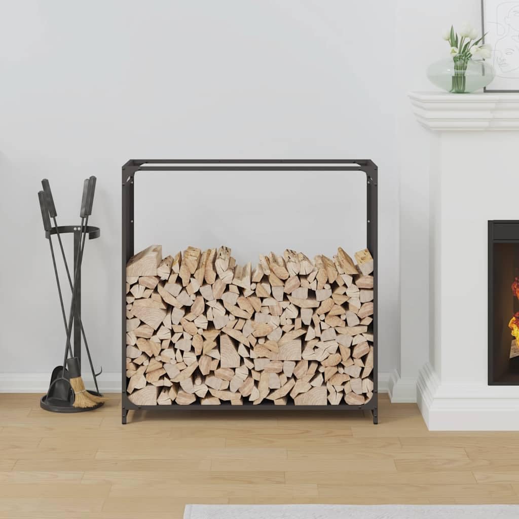 Mangloder Brennholzregal Schwarz aus kaltgewalztem Stahl 90 x 28 x 90 cm, 60 kg Tragkraft, Feuerholz Regal für Kamin, Ofen, Feuerstelle, Wohnzimmer, Indoor Outdoor Aufbewahrung