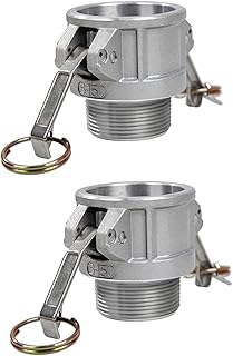 2 PCS Cam lock Fitting Aluminum Standard (1-1/2" Type B) 1 1/2 camlock fittings cam & groove hose fittings, 1-1/2" Female coupler x 1-1/2" Male Thread with Camlock Gasket (1-1/2") Inside