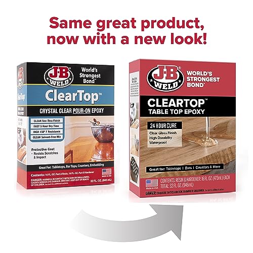 image for J-B Weld Tabletop Epoxy Resin, 32oz Kit, Cures Clear, Fast Cure Time, 