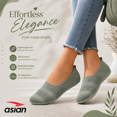 Image of ASIAN ZERI-02 Women's Knitted Slip-On Casual Shoes | Lightweight, Memory Foam, Flexible & Breathable Footwear for Walking, Travel & Casual Use