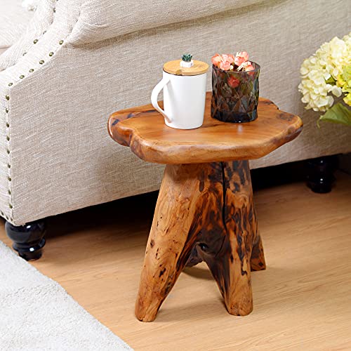 Brefhome LIVE EDGE SIDE TABLE Natural Edge Cedar Wood Tree Stump Garden Stool End Table Indoor/Outdoor,Small Wooden Mushroom Side Table thumb #5