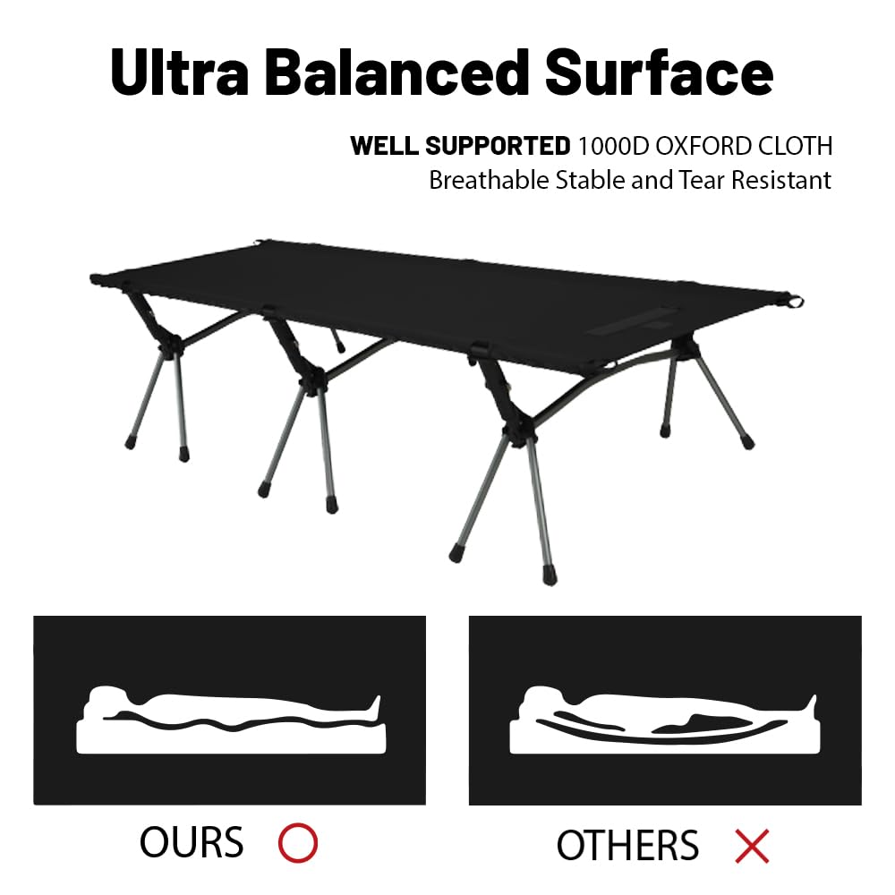 2-in-1 Portable Camping Cot for Adults, Upgrade 1000D Oxford