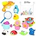 BBLIKE Juguetes Bañera, 19 PCS Almacenamiento de Juguetes Baño para Bebés con Pistola de Agua, Red de Pesca, Vasos Apilables