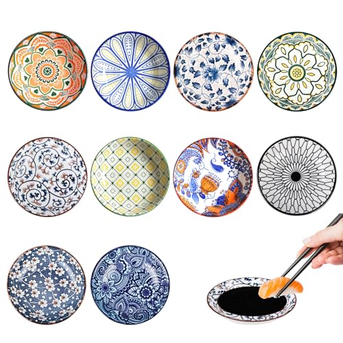 BYZESTY Lot de 10 bols à sauce, en céramique, pour snacks, tapas, bols en céramique, pour manger, servir et décorer - 10 cm de diamètre