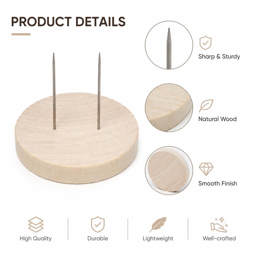 20 Pezzi Supporto per Bambole in Legno Supporto Bambola Uncinetto 6 cm Base per Bambole in Feltro con Doppio Ago in Acciaio Espositore Legno per Bambola All'Uncinetto Fatte a Mano Figure