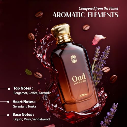 Image of Ajmal Oud On The Rocks Eau De Parfum | Unisex Perfume for Men & Women | 100ml | Smoky Oud with Woody & Amber Notes | Bold Oriental Long-Lasting Fragrance for Office & Everyday Use