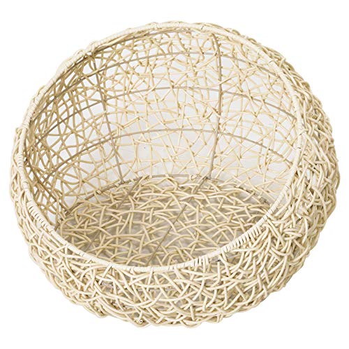 PawHut Rattan Katzenhöhle Katzenbett Katzenhaus mit Kissen Katzenzelt Haustierhaus für Katzen Hunde Beige Ø56 x 35 cm